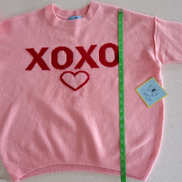 CeCe Pink Valentine "XOXO" Crew Neck, Oversized Sweater, XS, NWT - Picture 8 of 12